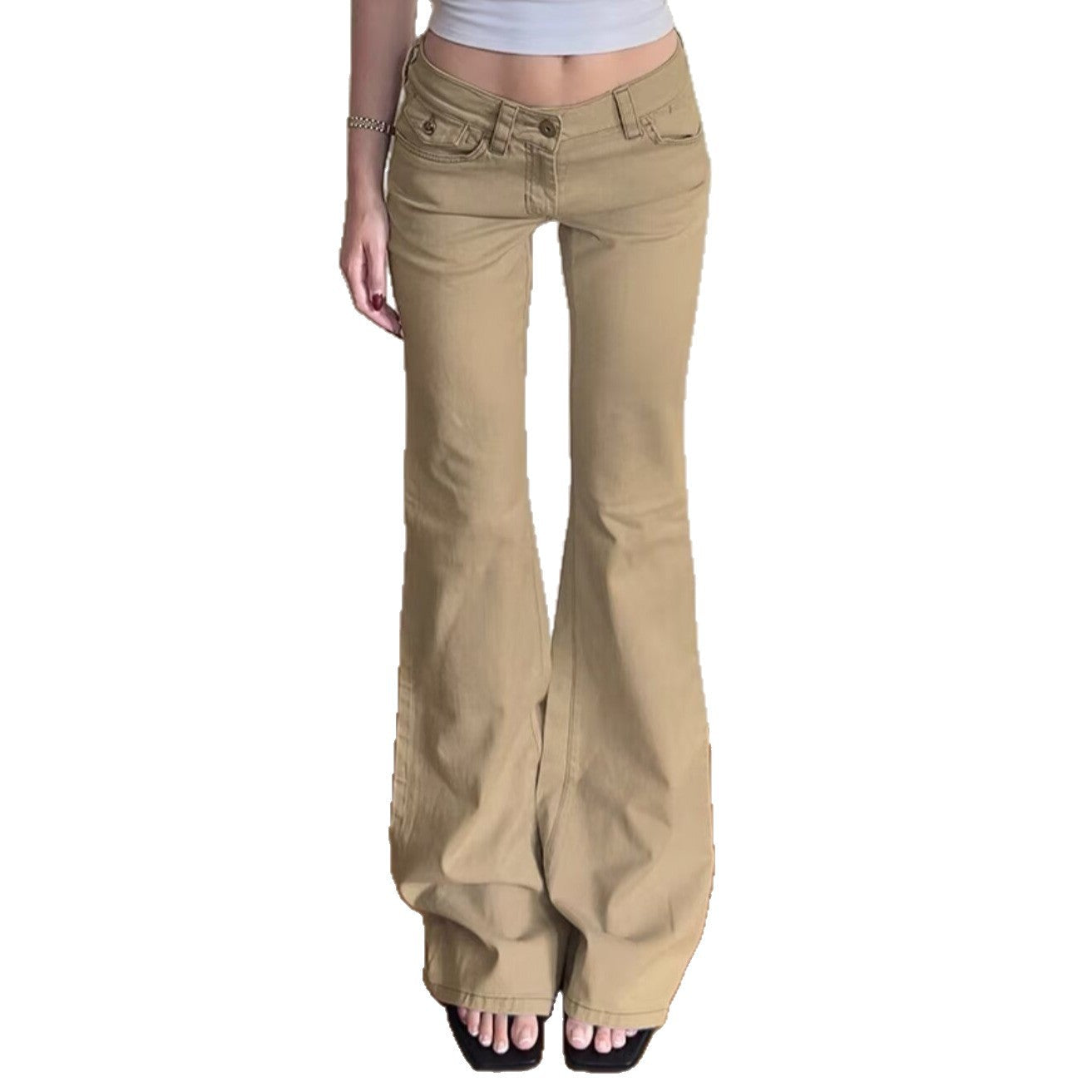 Retro Low-Waist Slimming Drapey Straight-Leg Pants