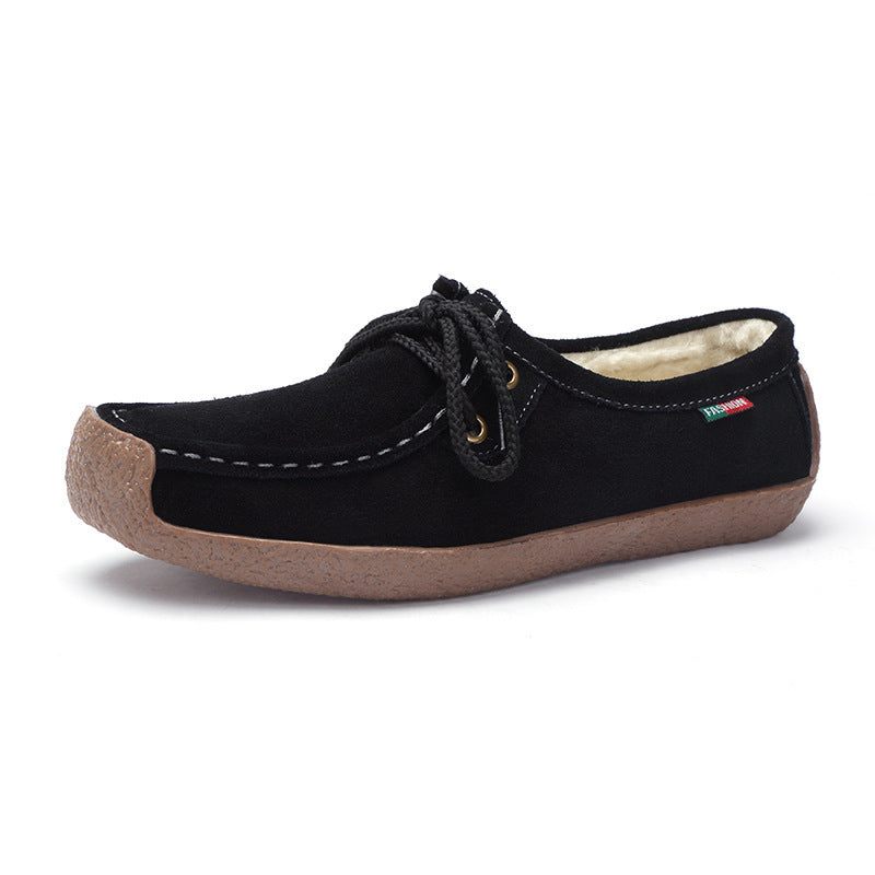 Lace-Up Flat Heel Loafers