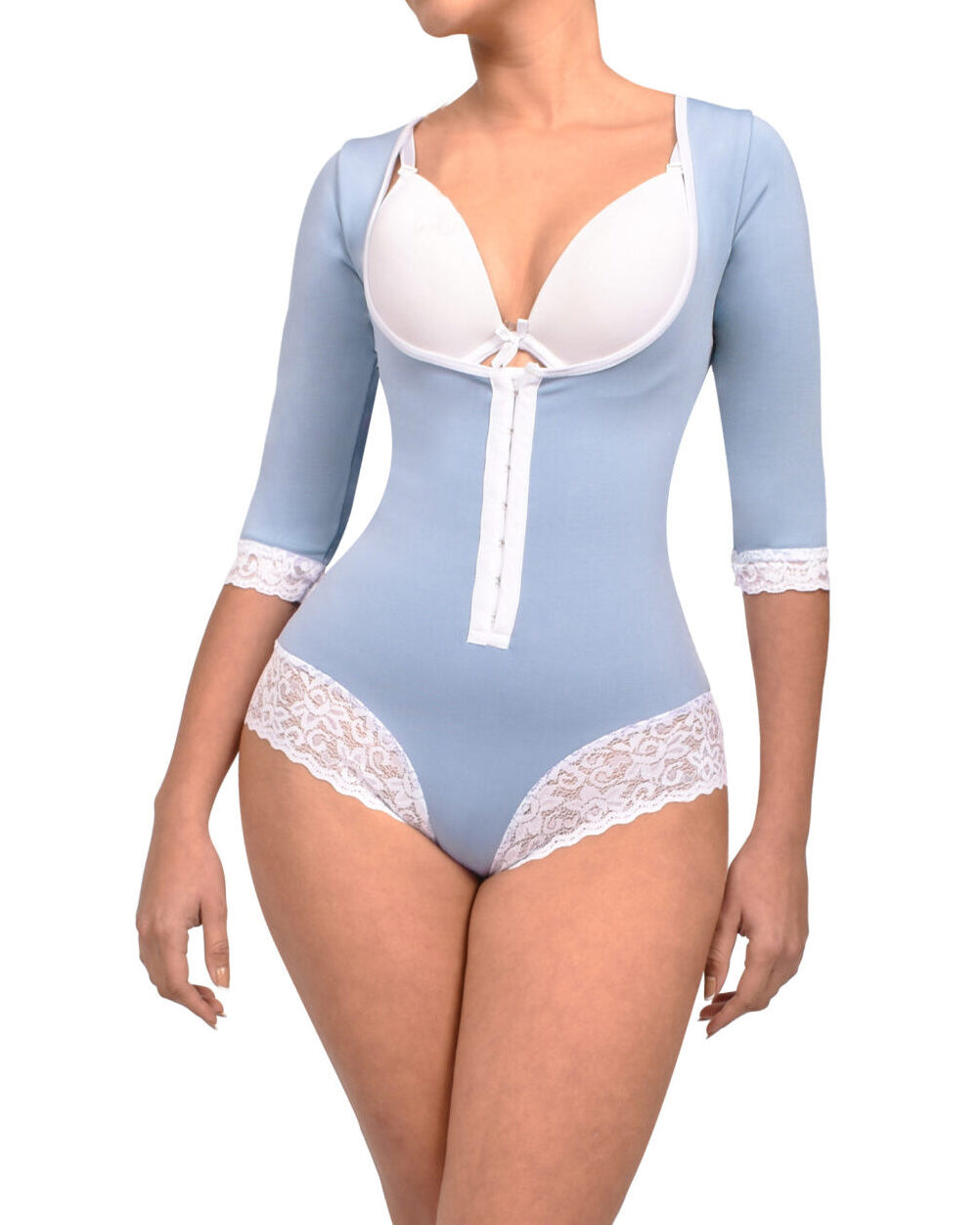 Full Body Waist Trainer Zipper Tummy Control Upper Arm Open Bust Slimmer Corset Shaper Girdle