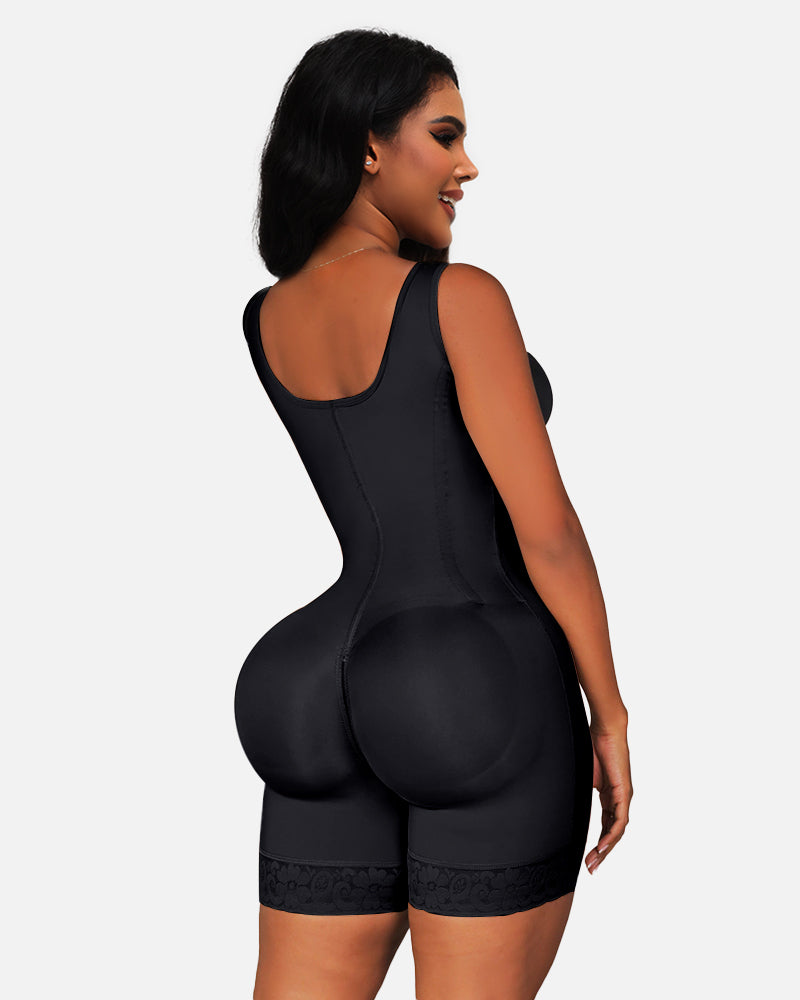 Faja Tummy Control Open Bust Shapewear Thigh Slimmer Zipper Crotch Body Shaper