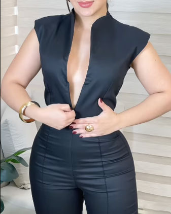 Temperament Sleeveless Thin V-Neck Slimming Jumpsuit
