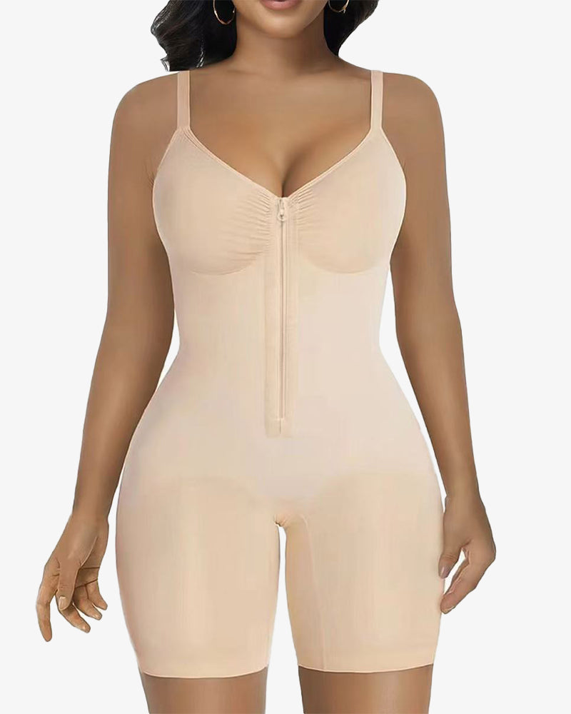 High Elastic Zipper Adjustable Straps Breathable Mesh Design Tummy Control Body Shaper