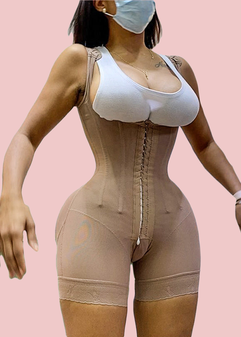 Shapewear HOOK AND EYE CLOSURE Tummy Control  Adjustable Crotch  Open Bust Bodysuit