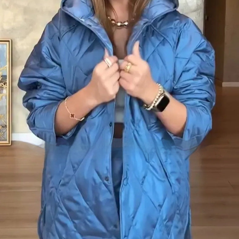 Jacket Casual Rhombus Quilted Hooded Lightweight Jacket For Women