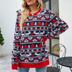 Christmas Deer Sweater Loose Round Neck