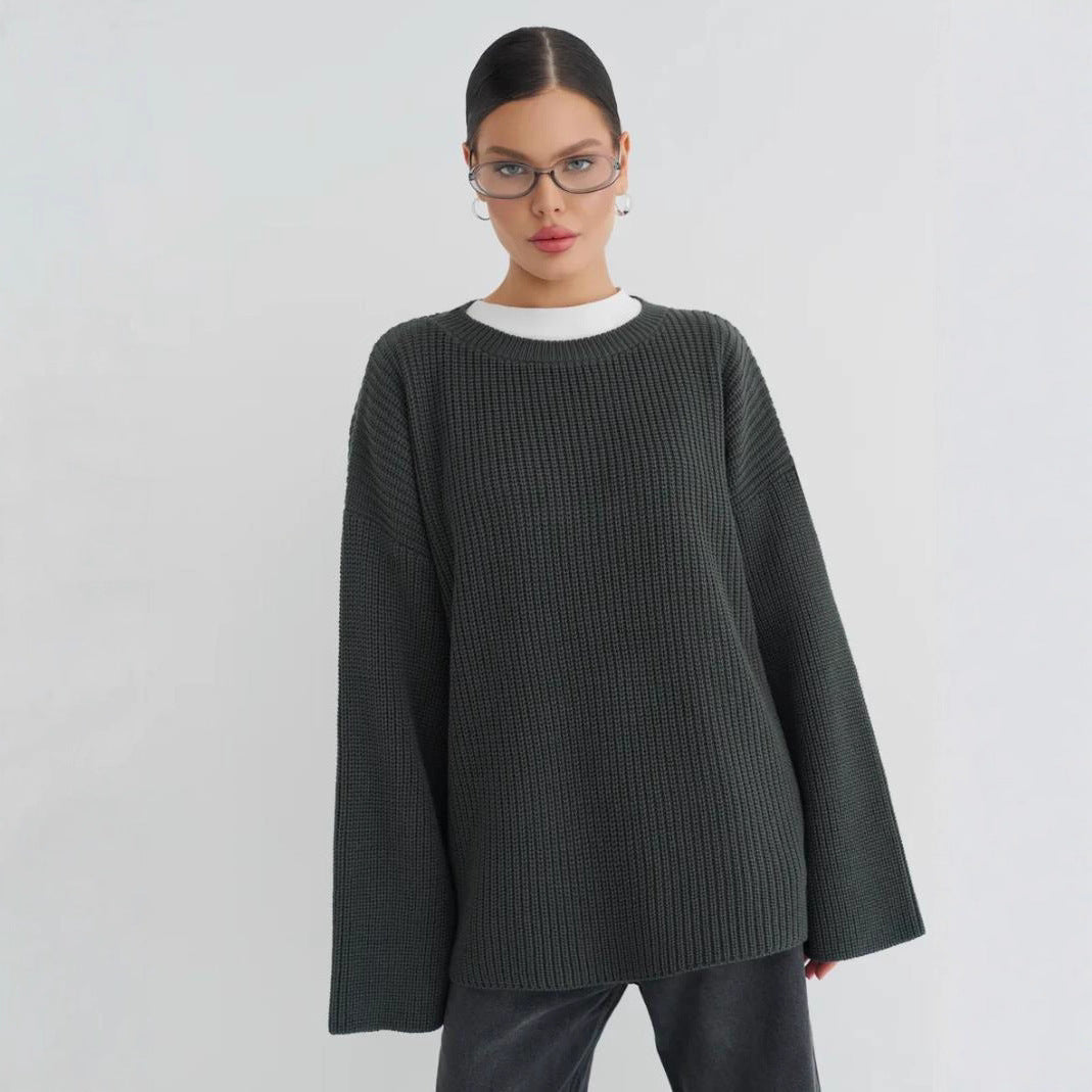 Loose Sweater Gray Top