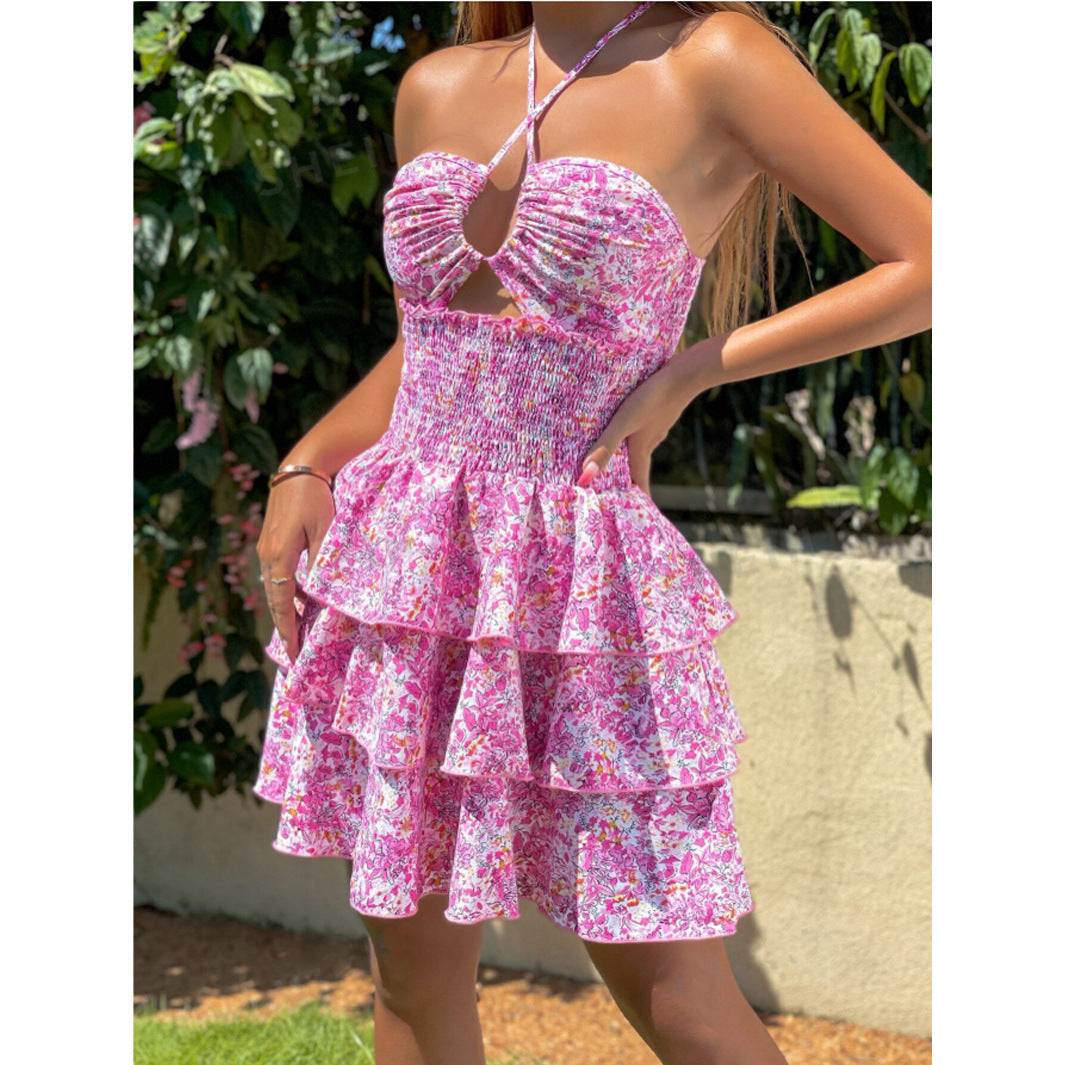Style Printed Cross Wear Dress