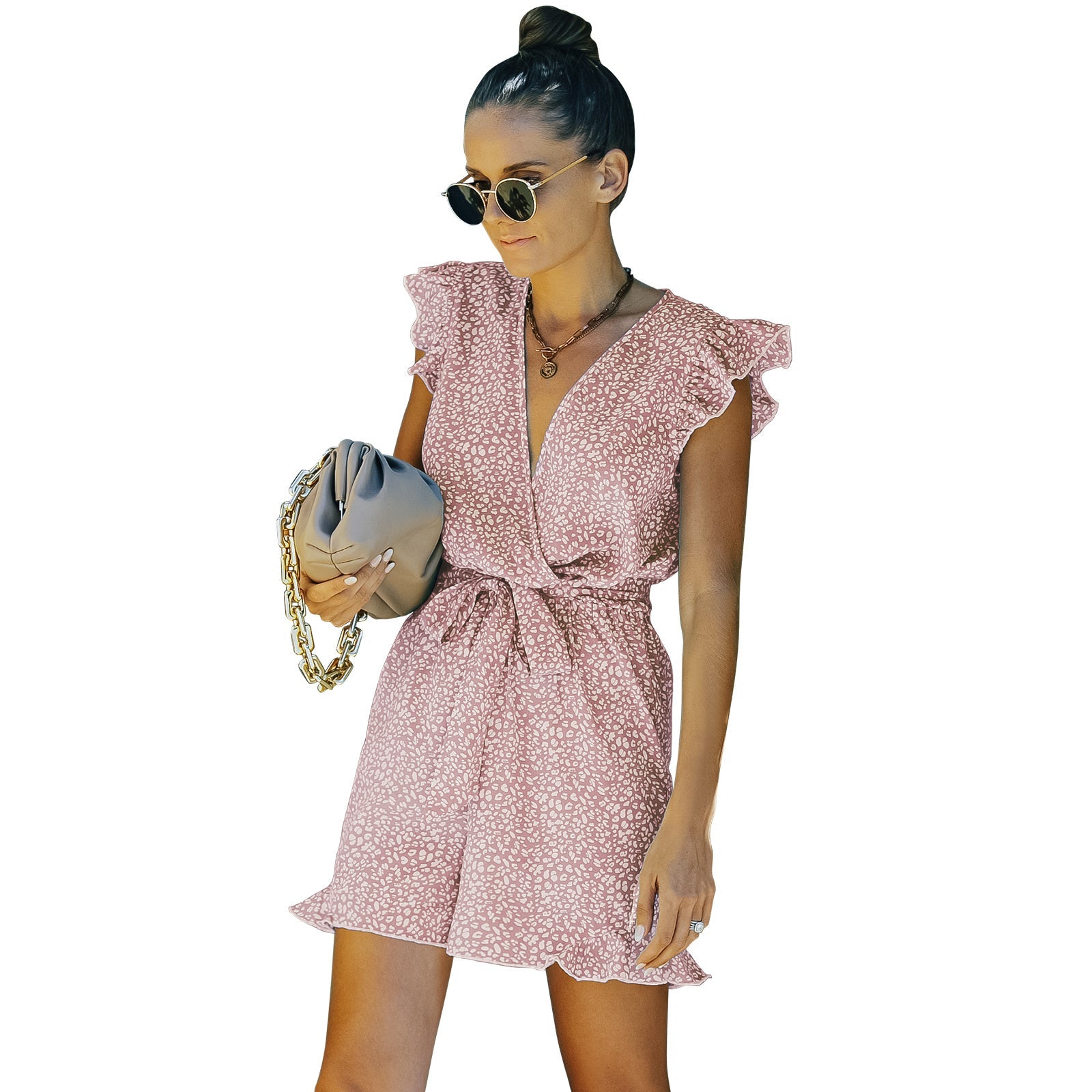 Ruffled Chiffon Polka Dot Jumpsuit Women