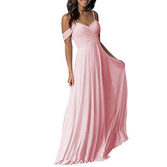 Off Shoulder Chiffon A-line Pleated Bridesmaid Dress