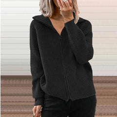 Europe And America Stripe Casual Loose Knitwear Coat Women