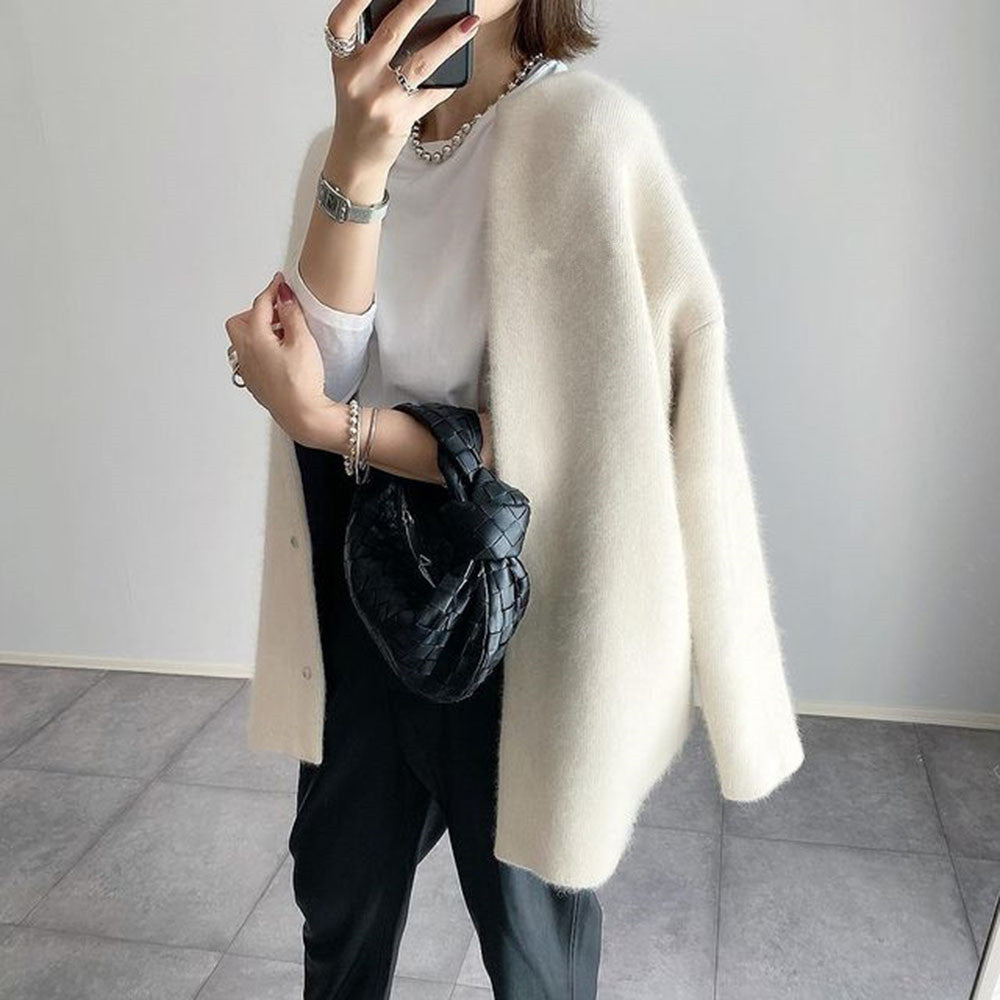 Ins Single Breasted Cardigans Solid Color Knitted Jacket Spring Clothing