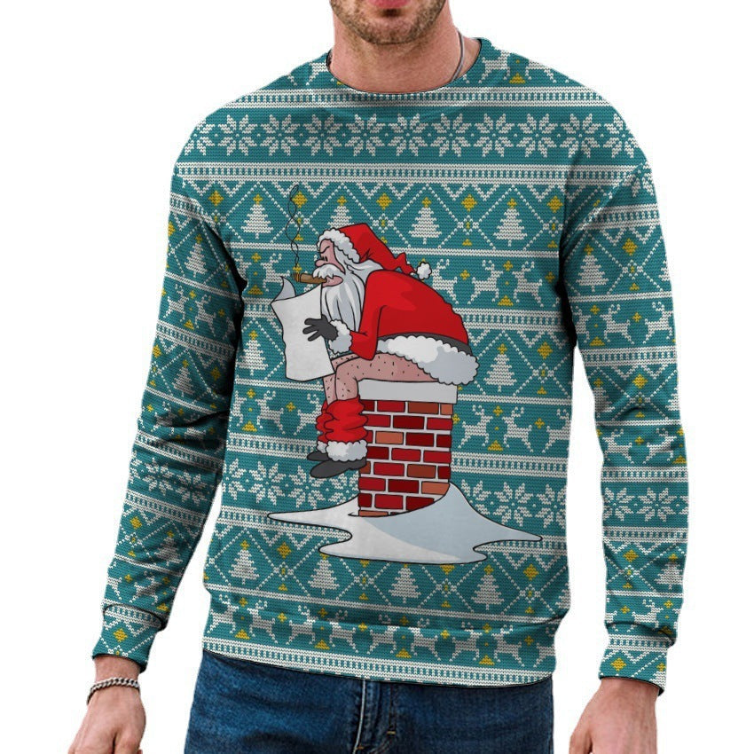 Men's Casual 3D Digital Christmas Printed Sweater