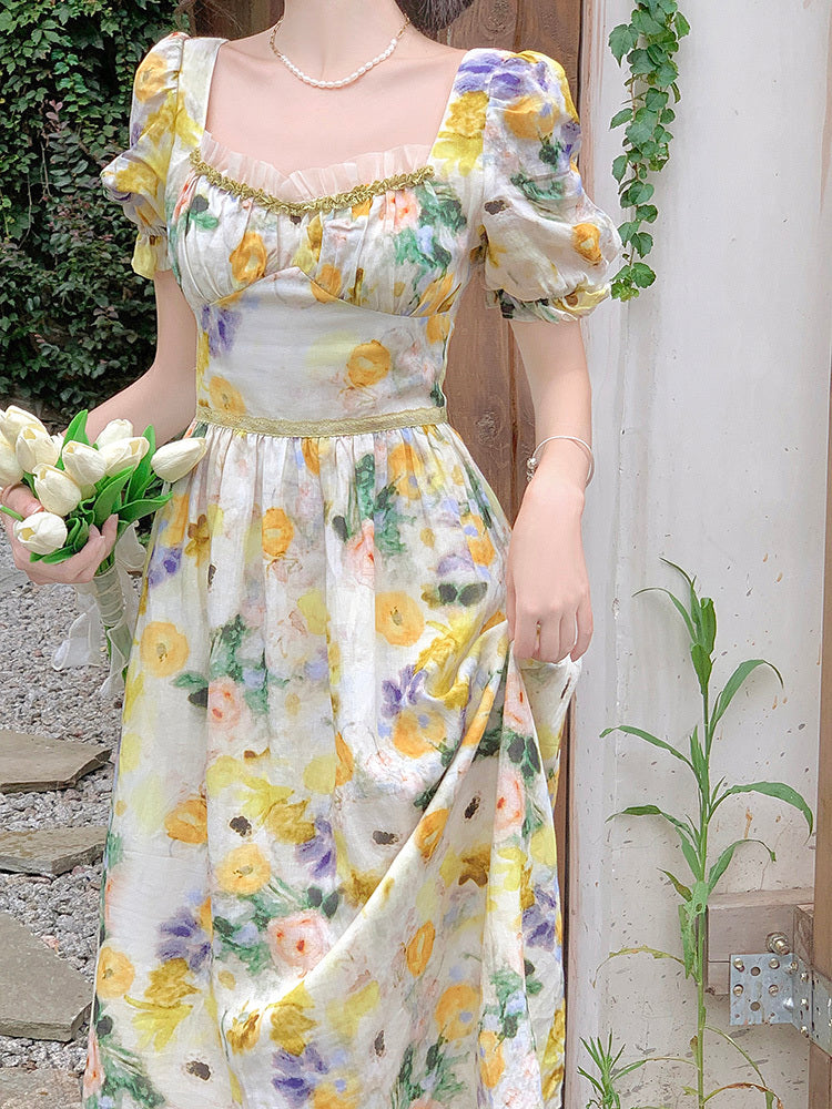 Yellow Floral Dress For In Summer