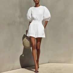 Puff-Sleeve Casual Comfortable Set