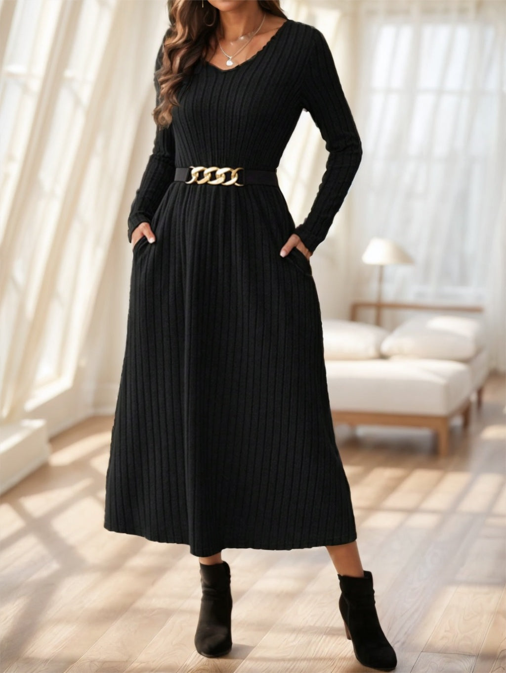 Fall Solid Color Dress
