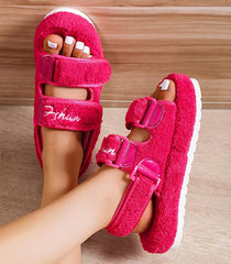 Sandals Velcro Plush Shoes Rome Platform High Heel Sandals