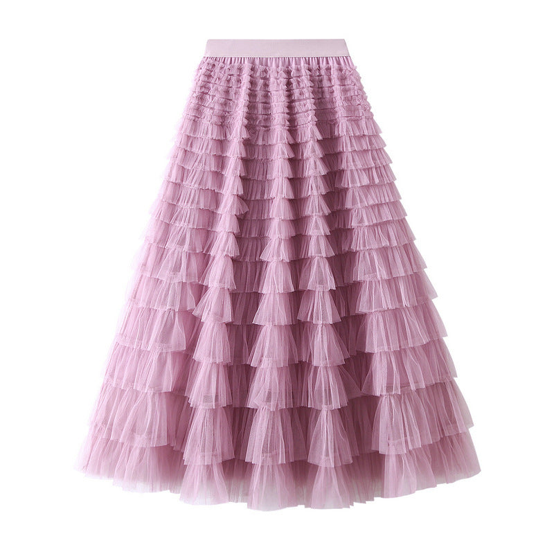 Cake Skirt White Gauze Skirt Pleated Skirt
