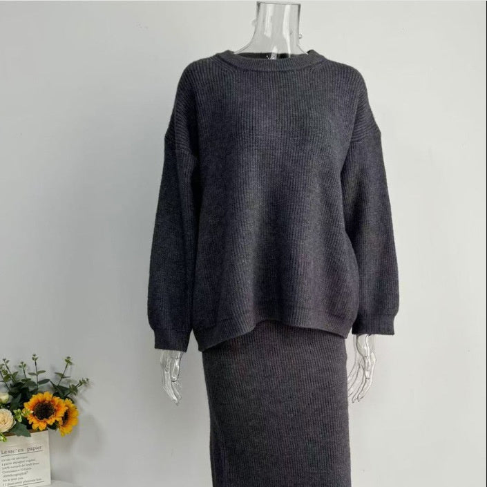 Knitted Overskirt Suit Sweater Split Hip Skirt Elegant