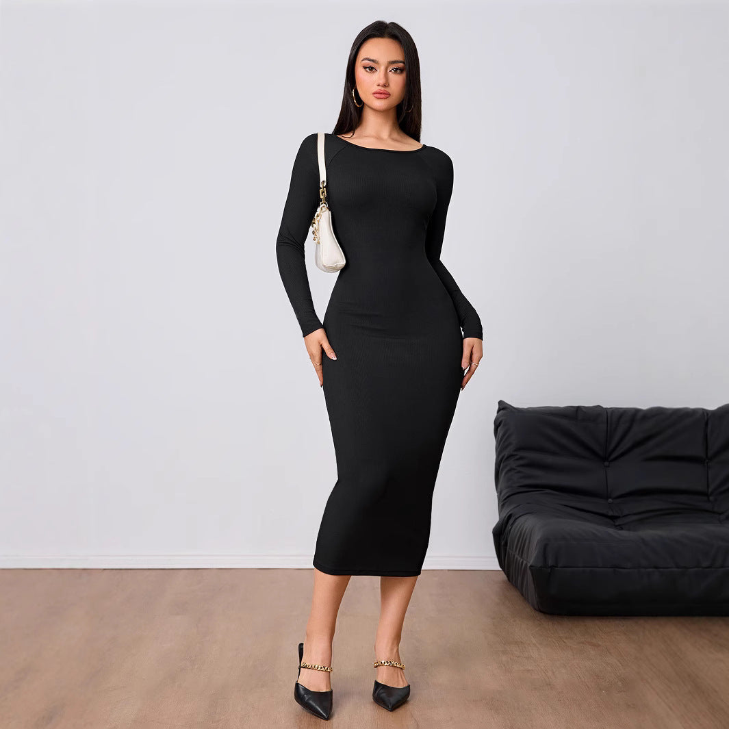 Simple Dress Backless Bodycon Midi Skirt