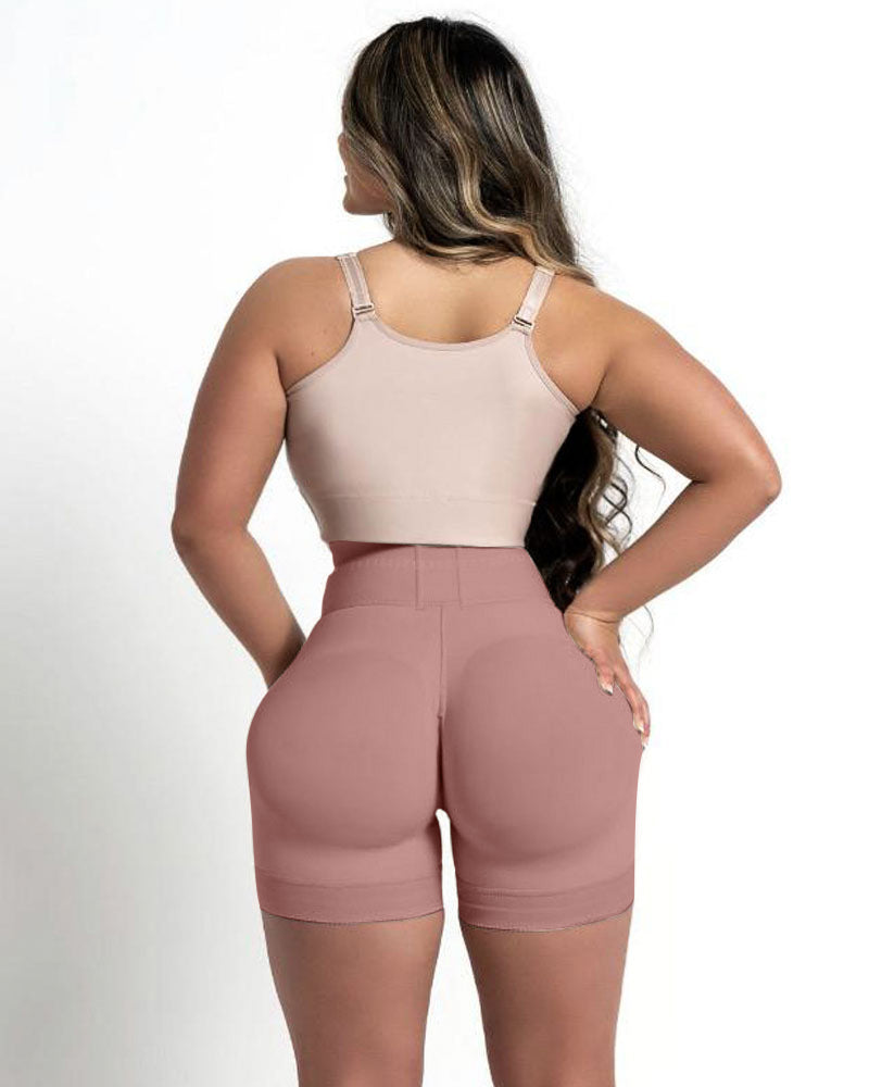 Adjustable Hook and Eye Front Closure Short Sleeve Shapewear With Bra