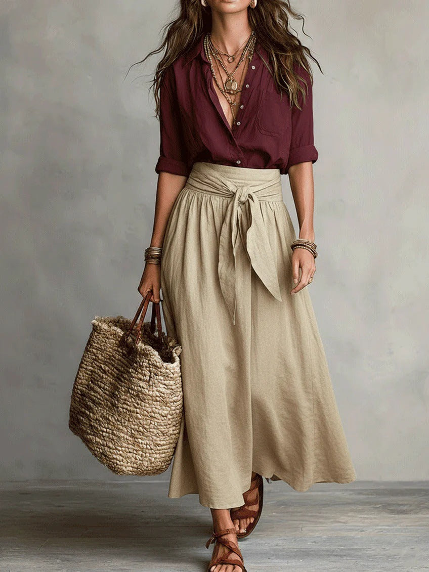 Casual Skirt And Shirt Two-Piece Set