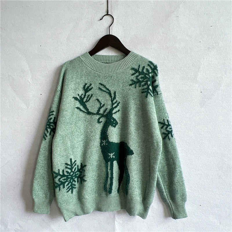 Round Neck Long Sleeve Knitted Christmas Sweater