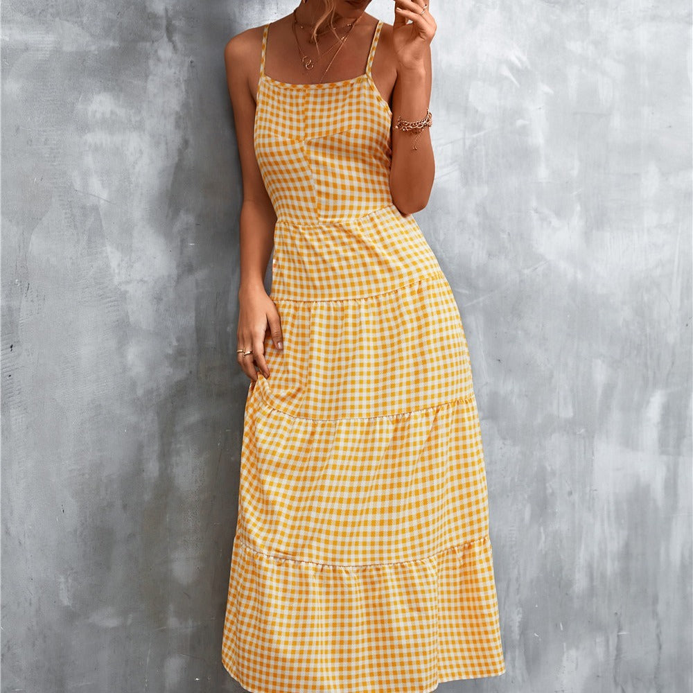 Back Strap Lace-up Midi Dress