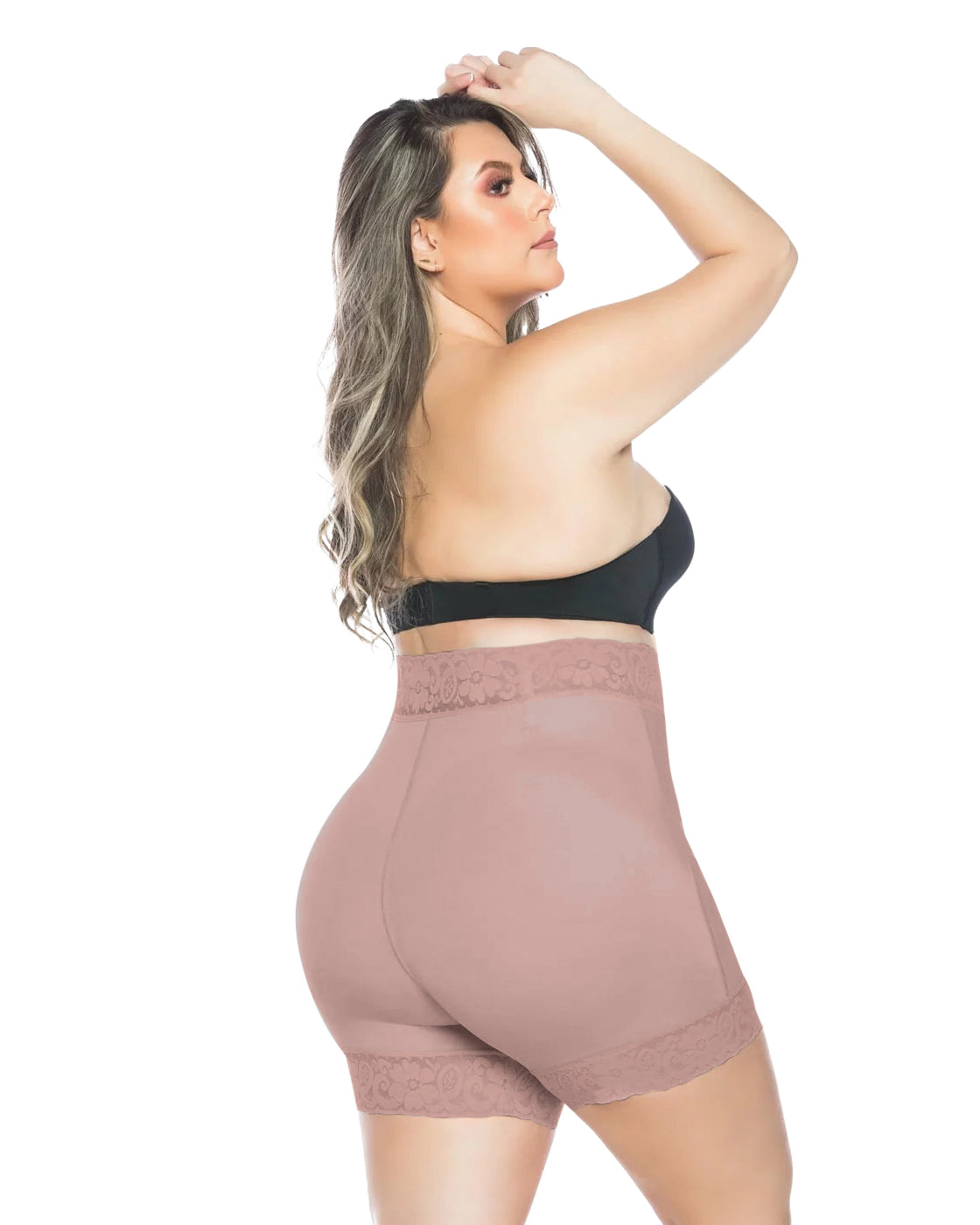 Double Compression High Waist Seamless Butt Lifting Lace Shaper Shorts with Bones