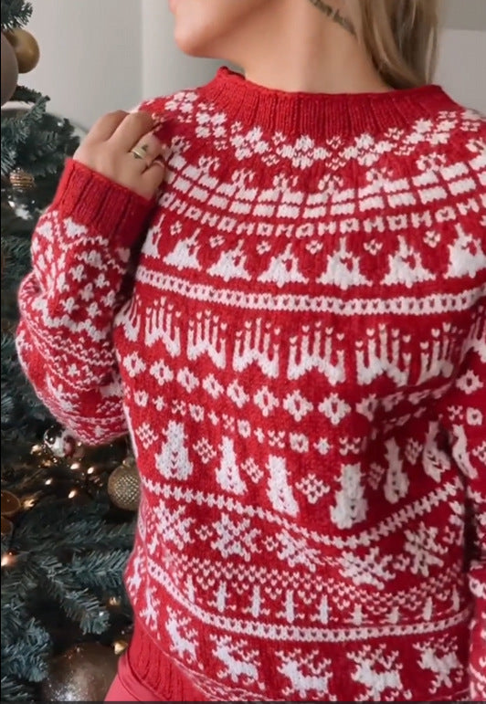 Christmas Knitted Half High Collar Sweater