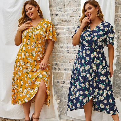 Fat woman plus size long dress