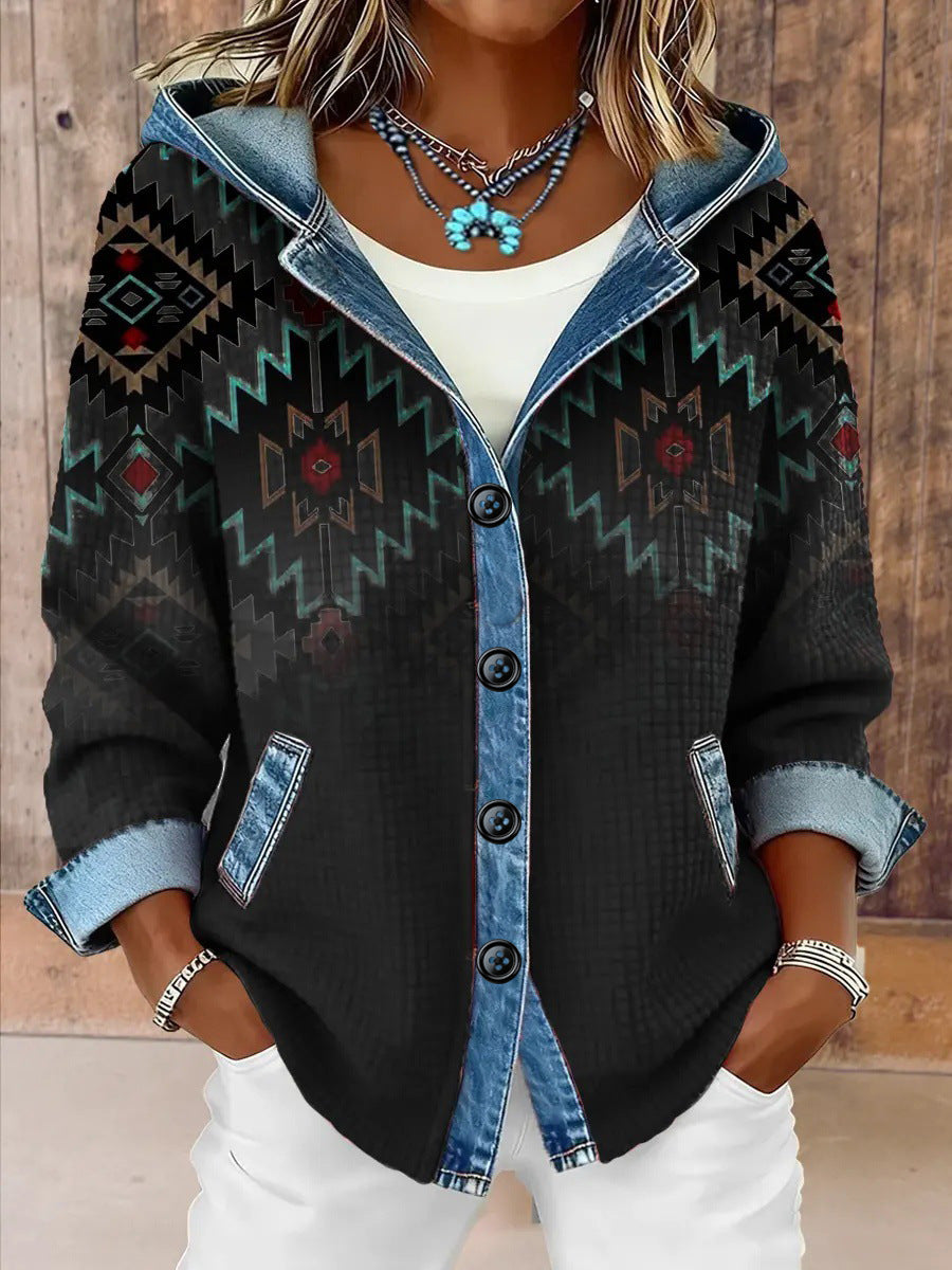 Womens Trendy Plaid Contrast-color Jacket