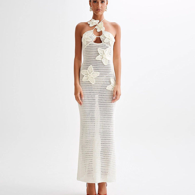Slim Halterneck Dress With Stars Seaside Beach Long Dresses Womens Clothing