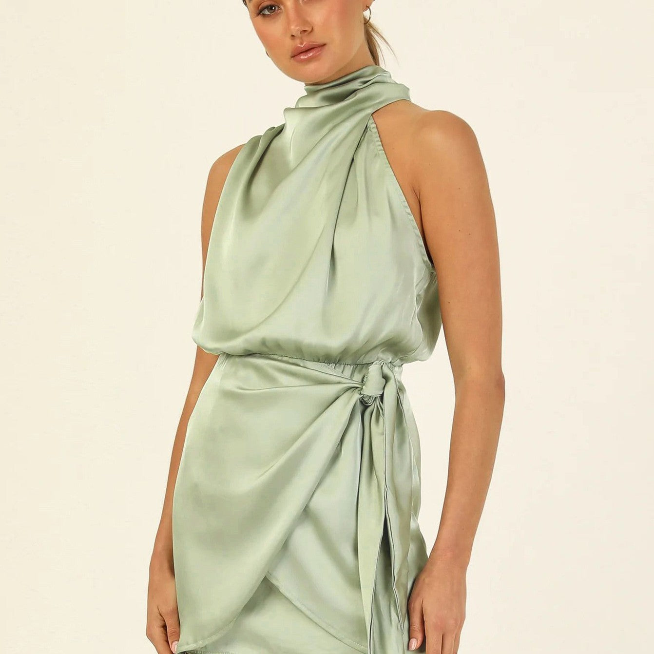 Elegant Halter Neck Dress Sleeveless Waist-tied Short Dresses For Evening Party Clothing Women