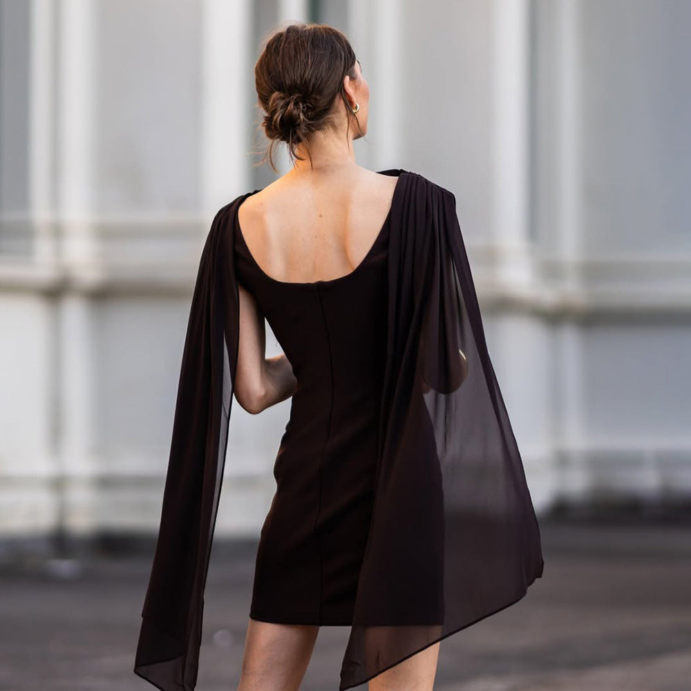 Solid-Colored Ribbon Womens Dress