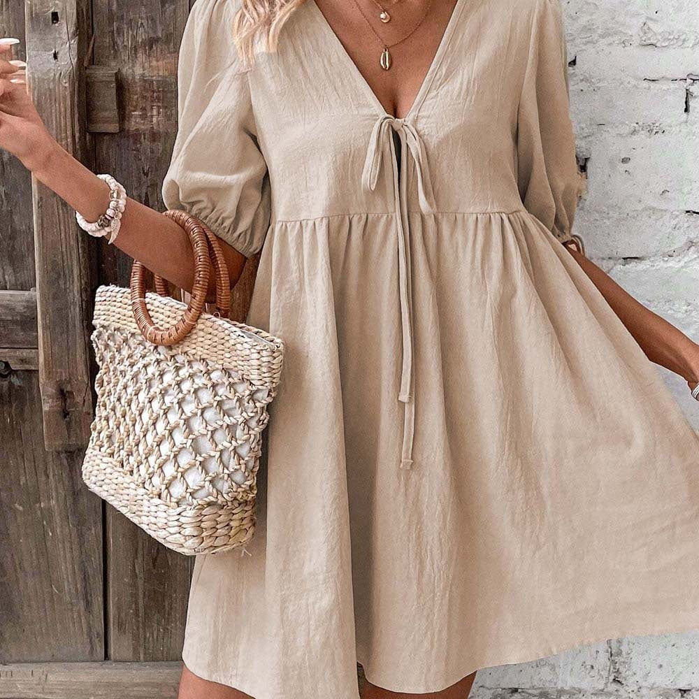 Statement Lace Up A- Line Dress