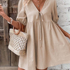 Statement Lace Up A- Line Dress