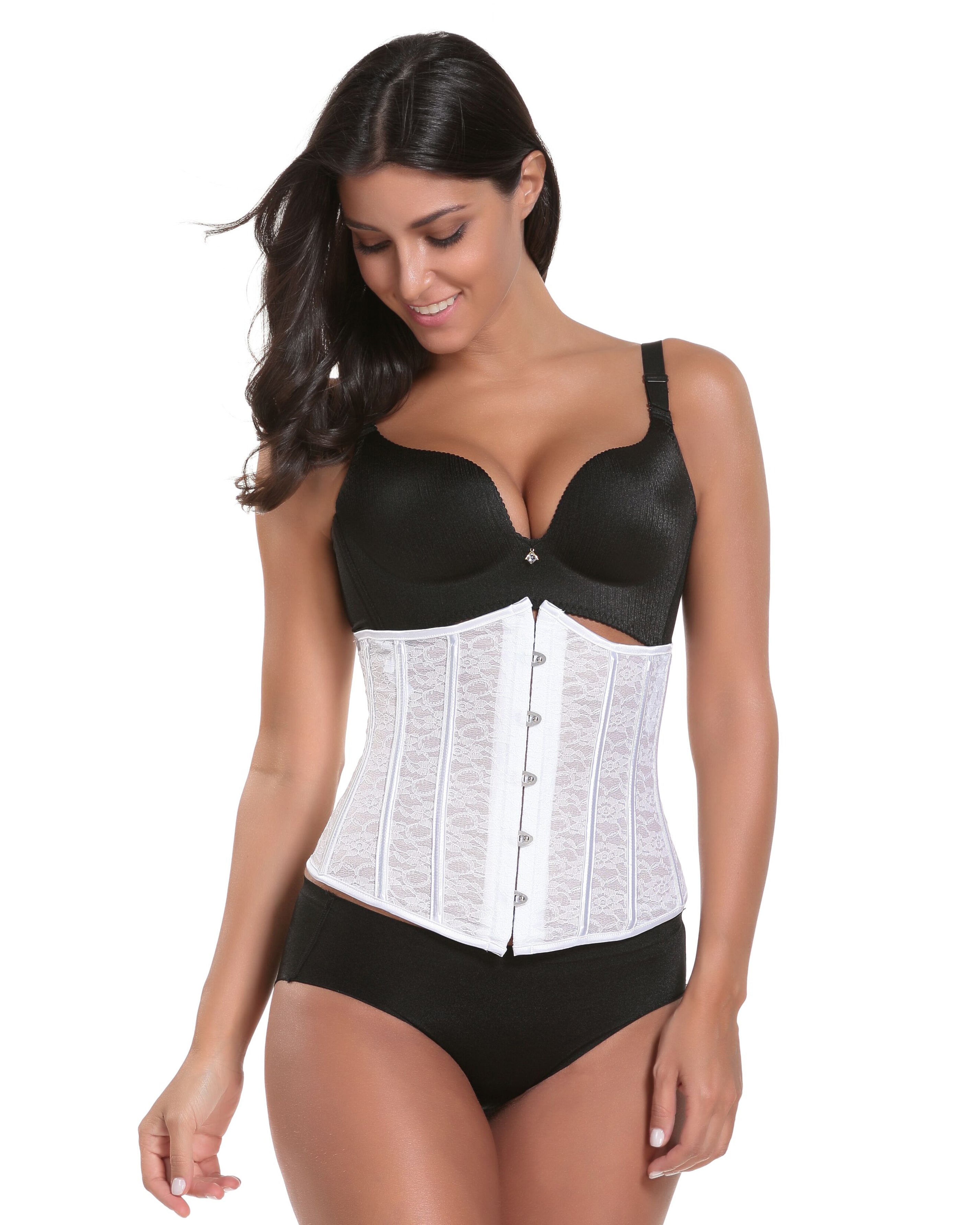 Lacing Corset Top Satin Boned Overbust Body Shaper Bustier