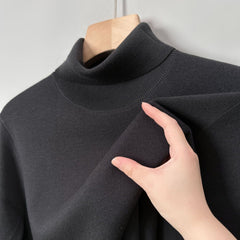 Non-scratchy Thermal Turtleneck Woolen Sweater Men's Thickened Solid Color Minimalist Long Sleeve