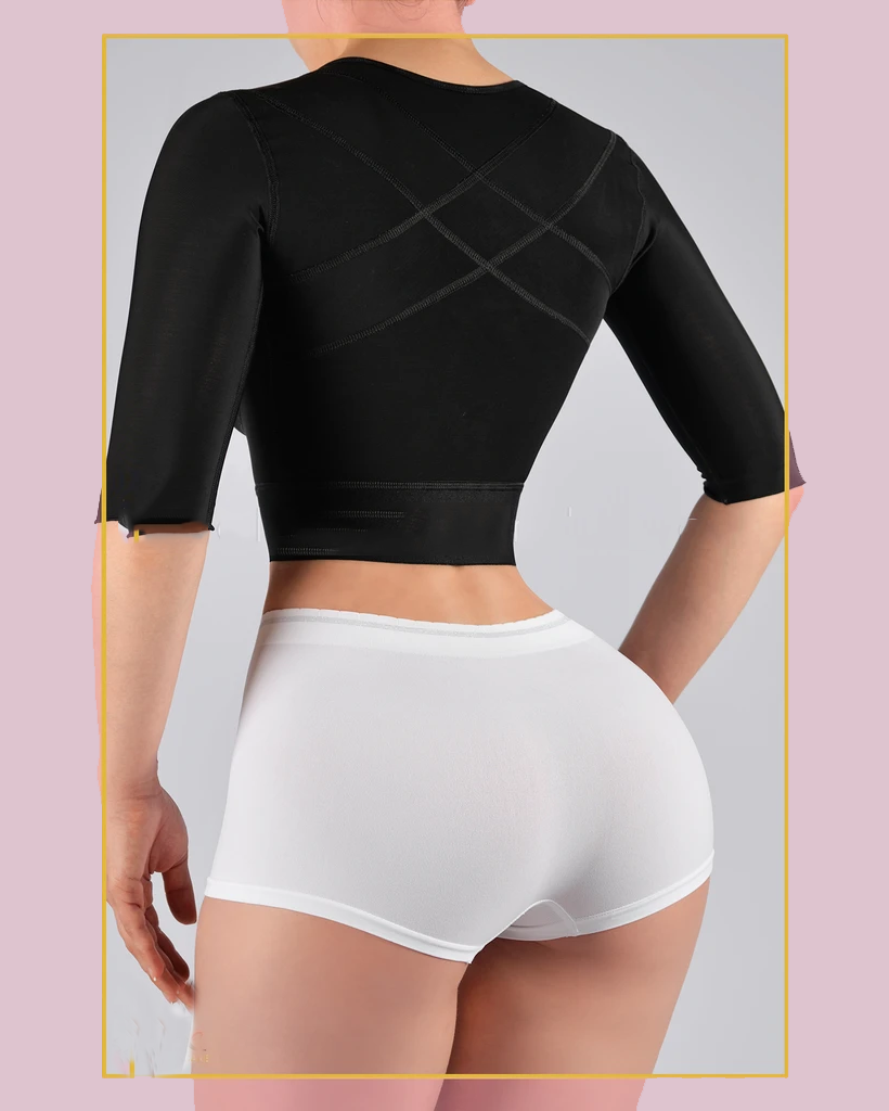 Strapless top with middle sleeve breasted hood