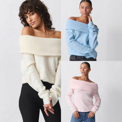 All-matching Sweet Off-shoulder Lapel Sweater
