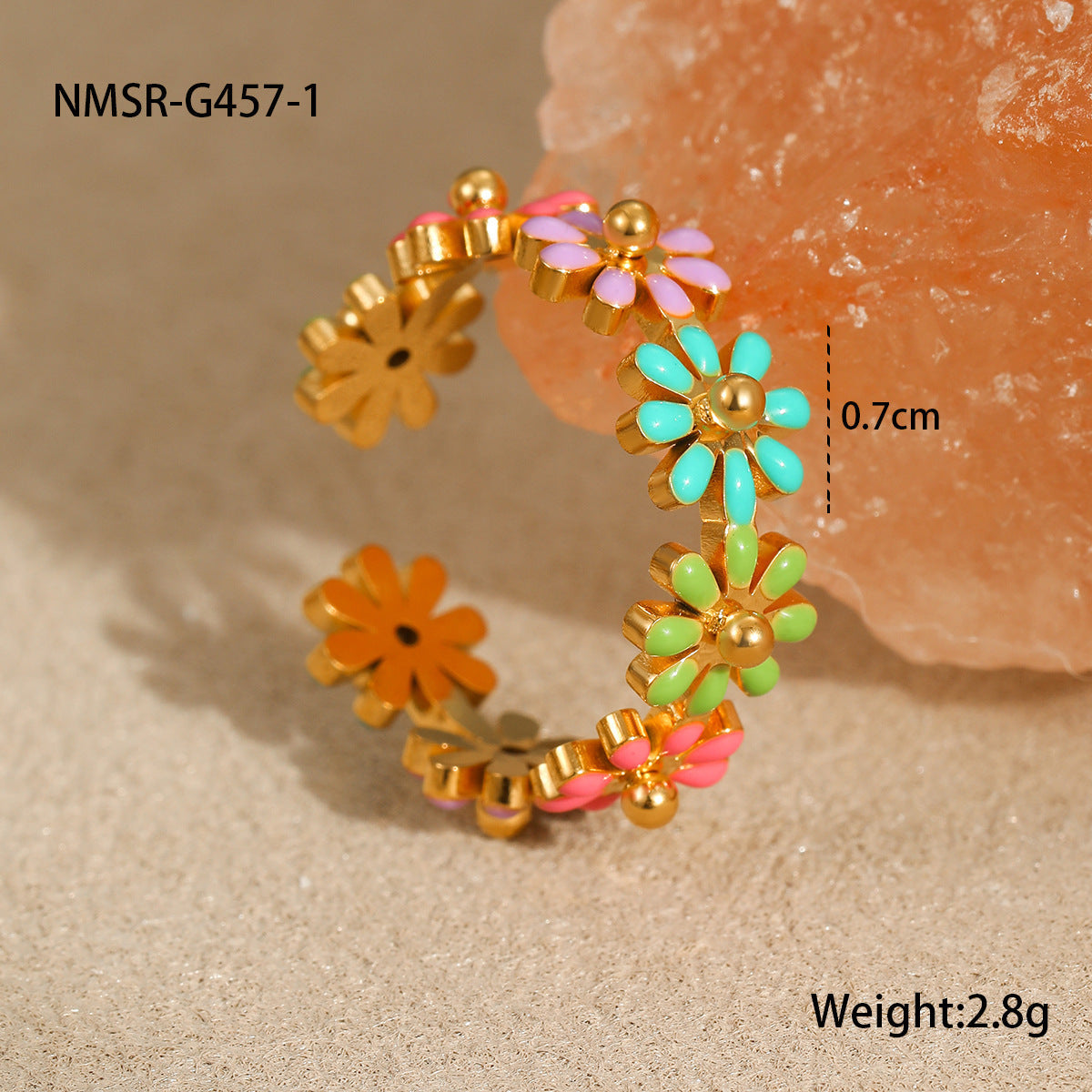 Ins Oil Dripping Color Flower Stainless Steel Bracelet
