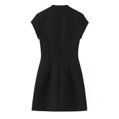 Polka-Dot Short Dress With Bow Accent
