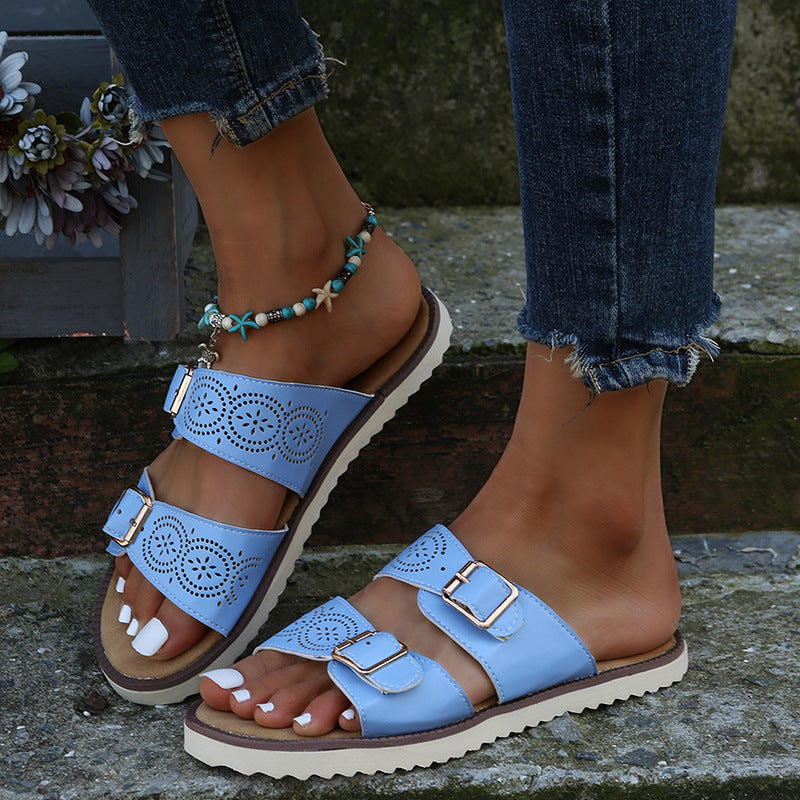 Slippers Adjustable Buckle Sandals Hollow Out Shoes Girl