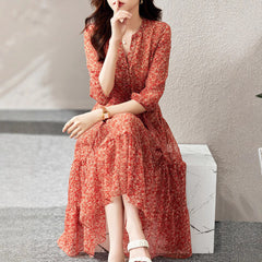 French Style Temperament Half Sleeve High Waist Dress For Women