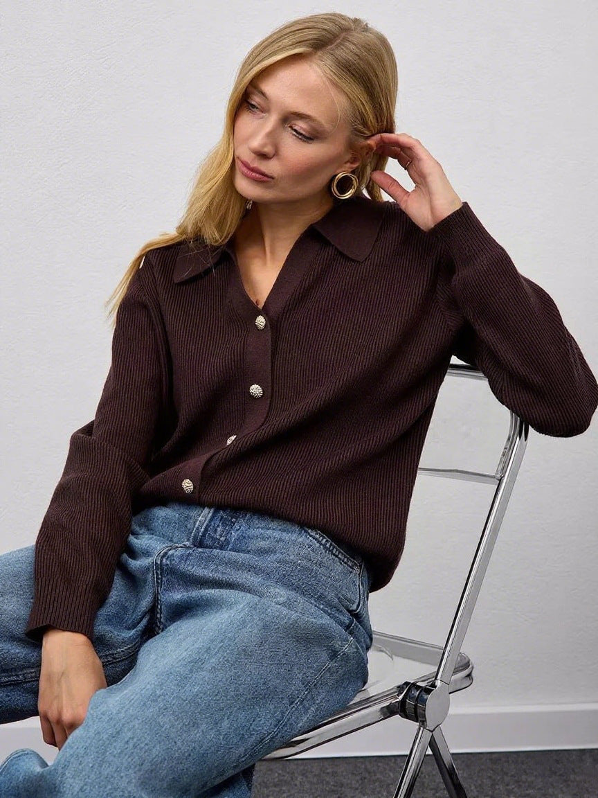 V-neck Casual Knitted Cardigan