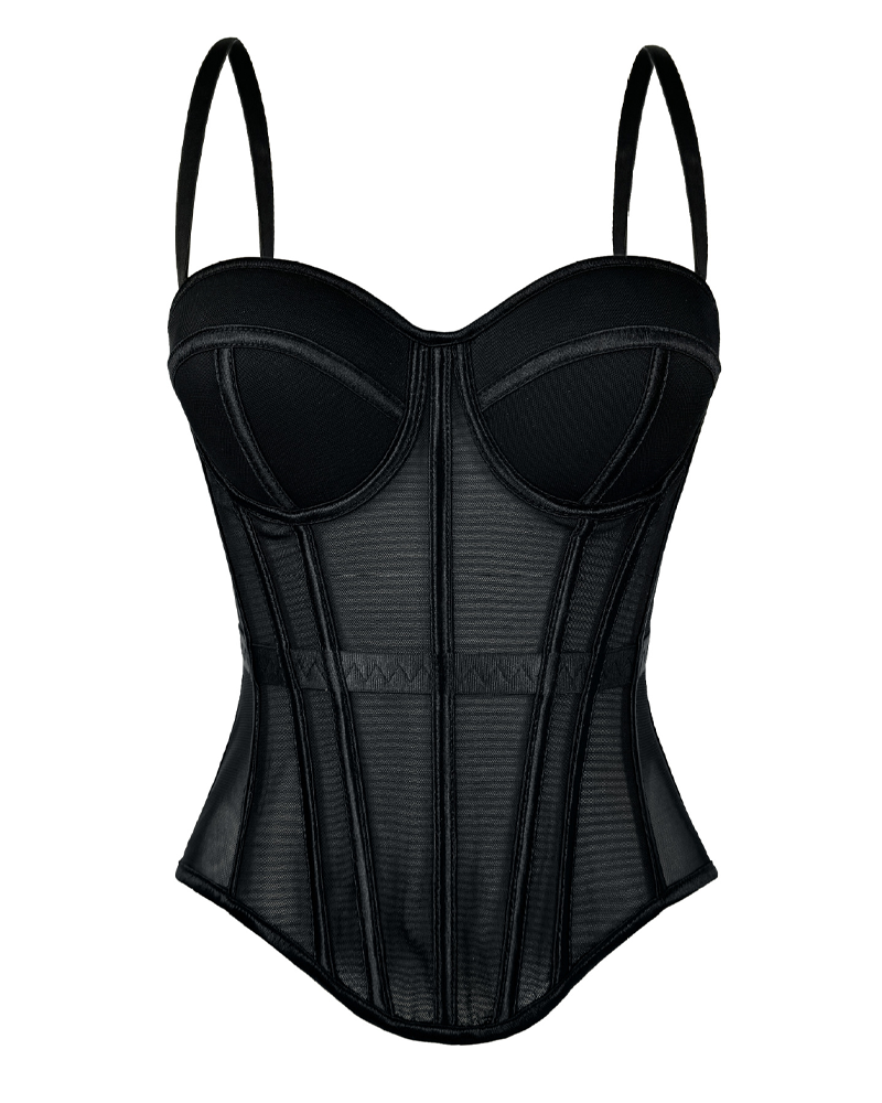 Mesh Suspender Corset Top