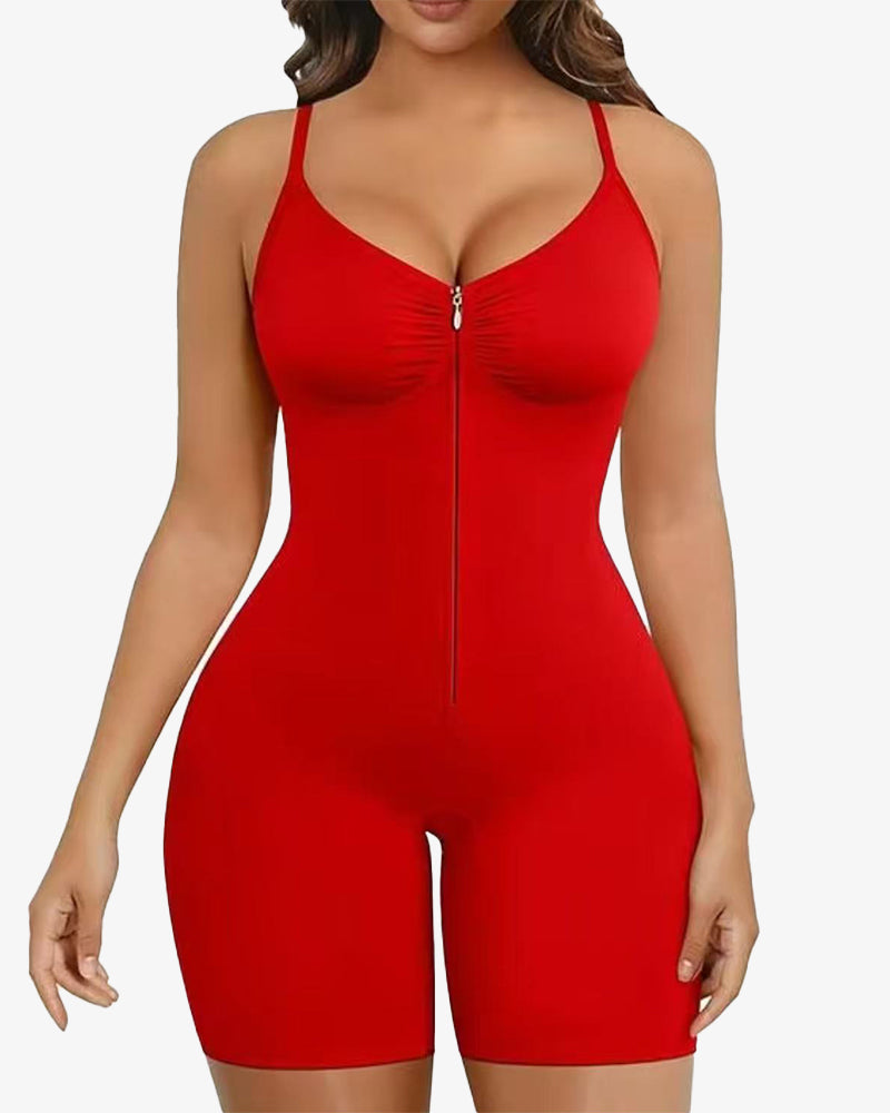 High Elastic Zipper Adjustable Straps Breathable Mesh Design Tummy Control Body Shaper