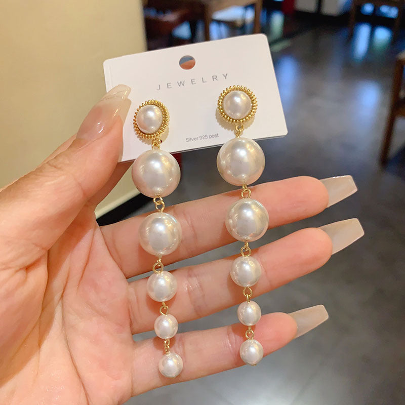 Elegant Long Pearl Earrings Women