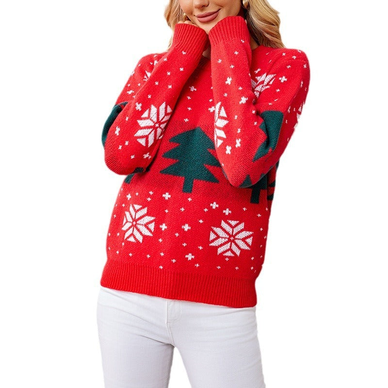 Christmas Tree Jacquard Pullover Knitted Sweater