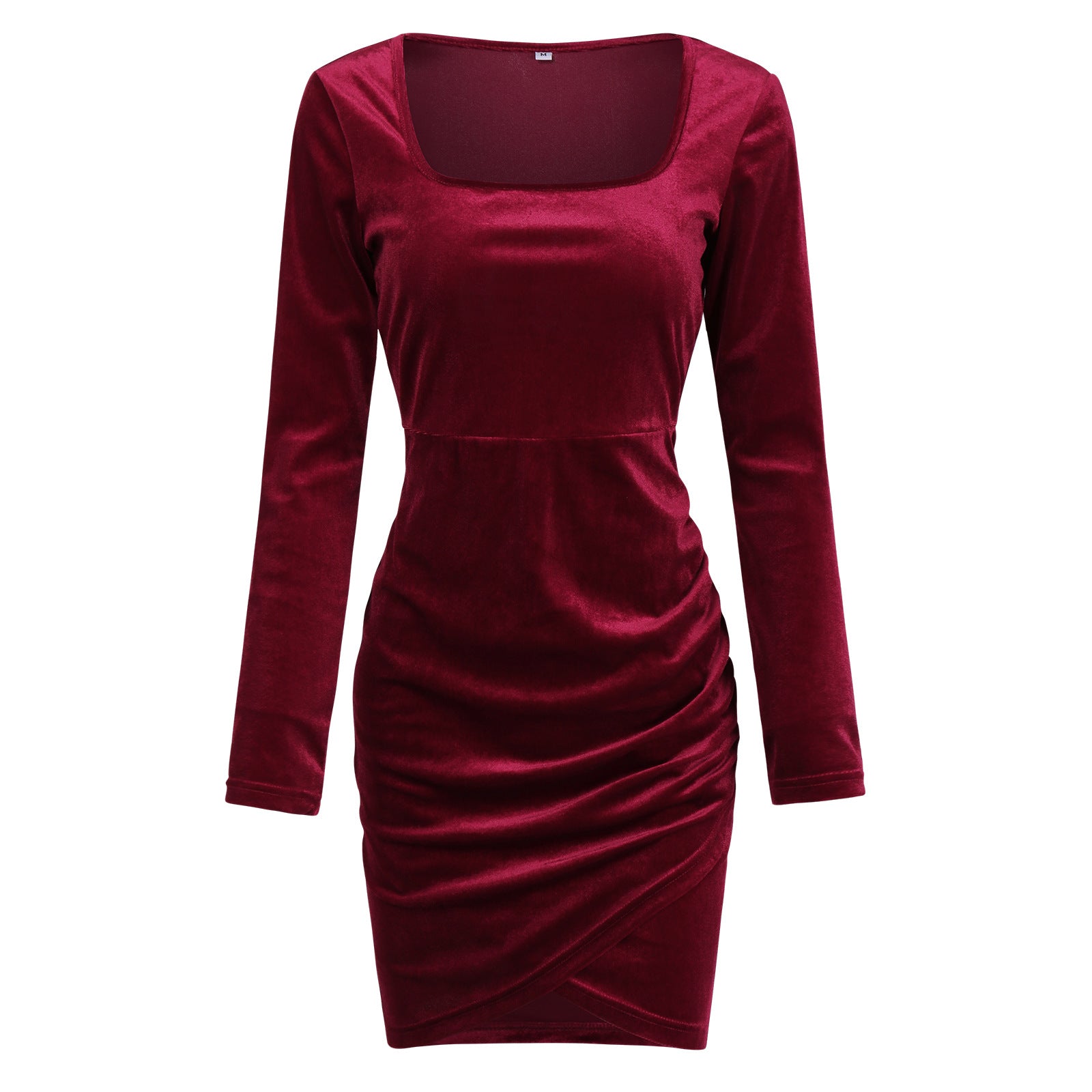 Square Neck Velvet Package Hip Skirt